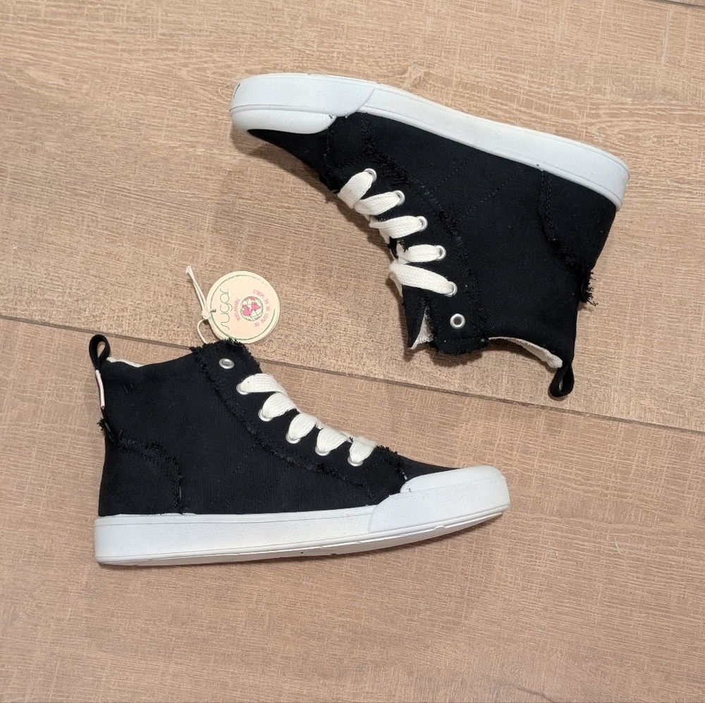 Sugar Flyres Women's High Top Sneakers Black & White